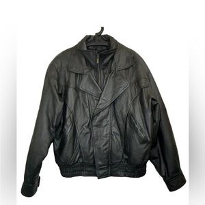 Vintage wilsons leather black motorcycle bomber style jacket size L